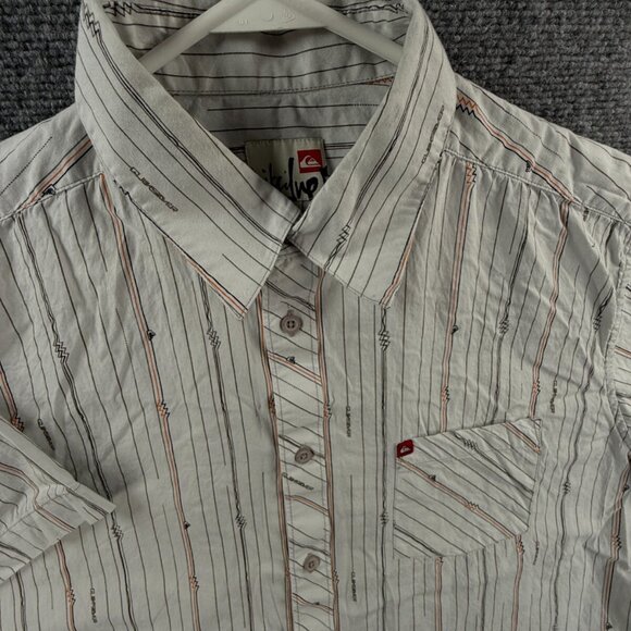 Quiksilver Button Up Shirt Short Sleeve Men Skate Surf Striped Colorful XL Point - Picture 7 of 14